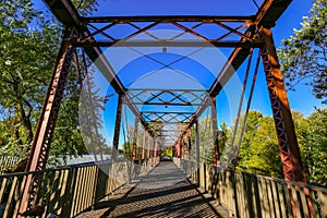 City bike on the greenbelt bridge in downtown Boise Idaho photo